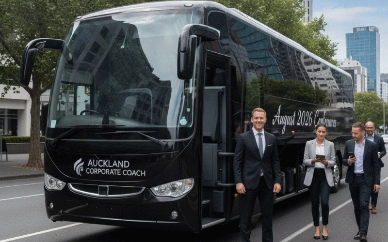 Corporate coach hire Auckland August 2026 conference transport delegates airport transfers
