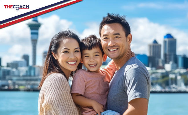 family posing together at an Auckland attraction, Auckland trip, August 2024, NZ